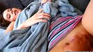 Blue- eyed babe is fucking her step- brother after giving him the most amazing blowjob ever