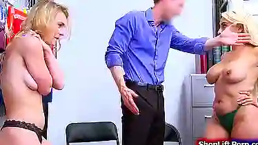 Two shoplifters fucked by store officer
