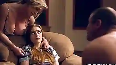 Innocent girl fucked by all members in her new family