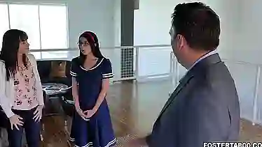 Foster dad punished teen dauther Alex Coal with hot sex
