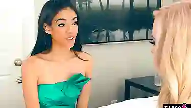 Teens Lexi Lore and Harmony Wonder lesbian licking