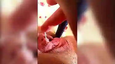 stroking my sensitive big clit