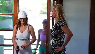 two mature milf teaches teen - 3some lesbians