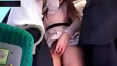 Hot Asian amateur gets creampied in the bus after getting fucked in POV