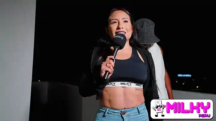 Check out this hot teen's amazing body and massive tits in a rough interracial interview!