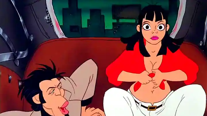 Watch this vintage cartoon porno with a big-ass babe and a busty babe, two horny girls with big tits, who love to fuck in