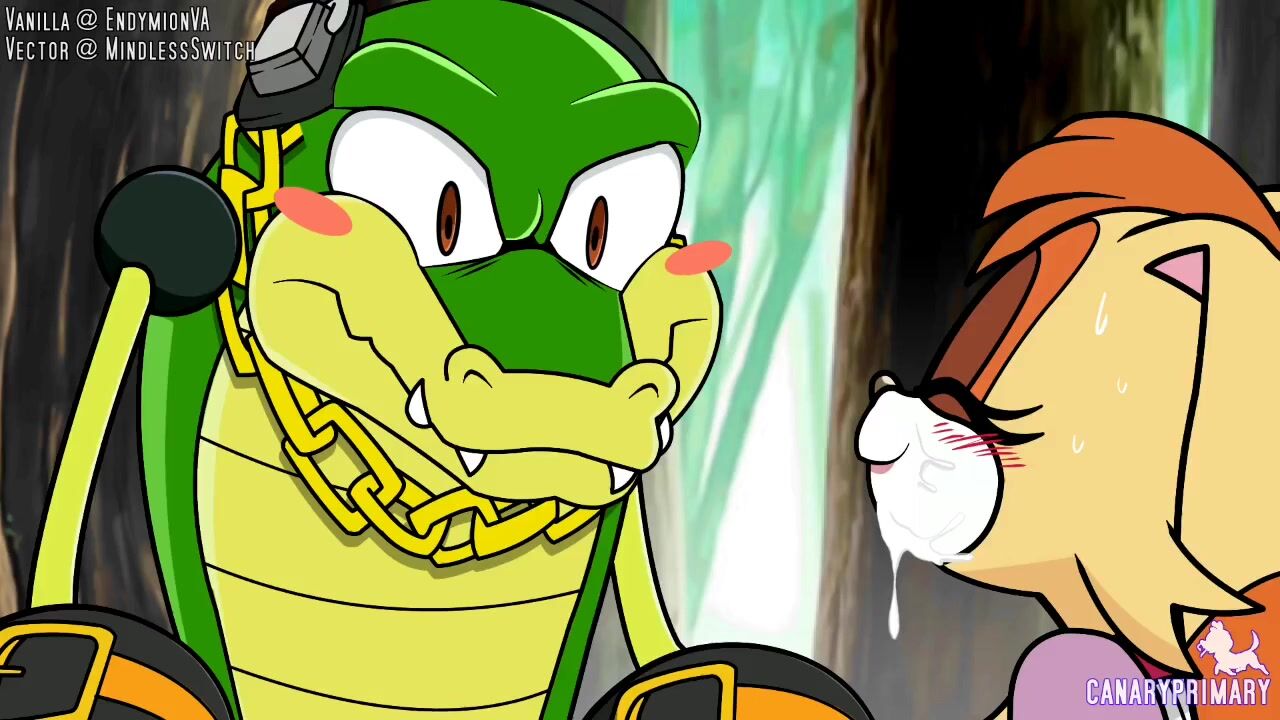 A close-up of a cartoon female with an intense expression