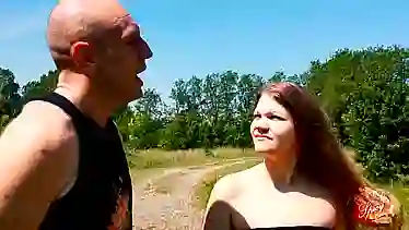 Teen Russian girl with big nipples interviewed & fucked in public