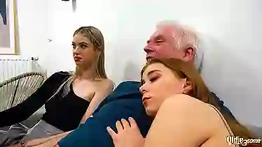Sladyen Skaya gets her tight pussy drilled by two horny old men in a hot threesome