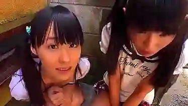 Petite Japanese pornstar Asami Tsuchiya and school friend get more than just ice cream
