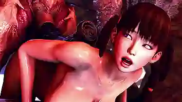Japanese cartoon babe gets her tight ass drilled by a monster cock & takes a hot load on her cute face