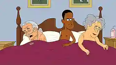 Animated Porno Xxx: Sexy blonde with big tits & ass strips for an animated orgy