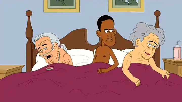 Animated Porno Xxx: Sexy blonde with big tits & ass strips for an animated orgy