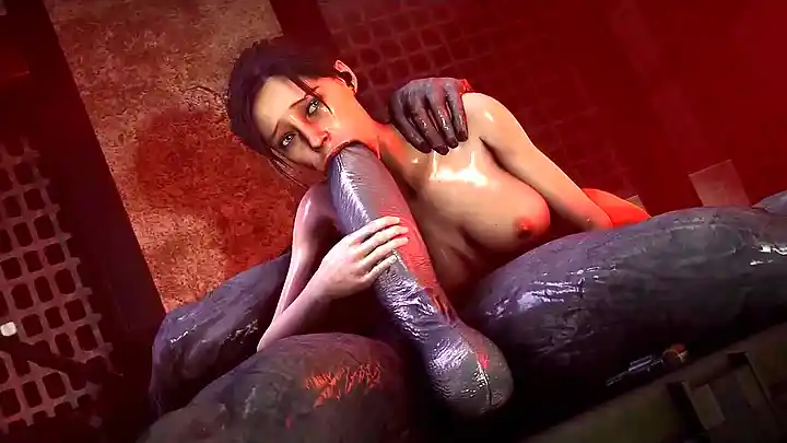 Petite brunette cheerleader gets her tight ass drilled and creampied in a cartoon monster fuck frenzy
