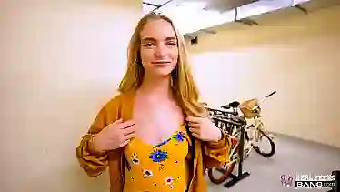 Petite Russian teen Lana Sharapova takes a public doggystyle casting with a strap on