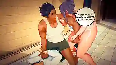 Watch this uncensored cartoon of anime babes getting naughty with their man