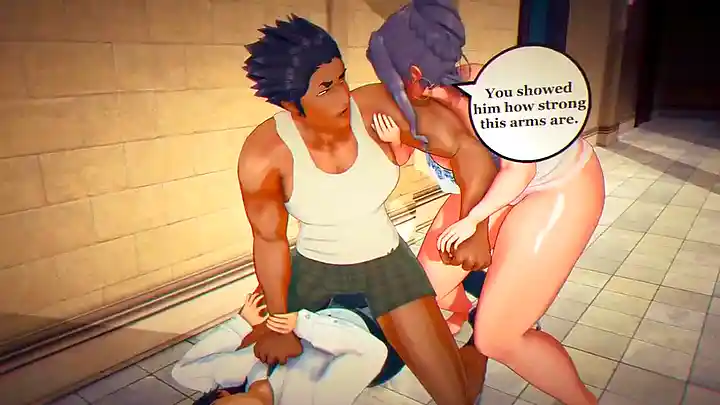 Watch this uncensored cartoon of anime babes getting naughty with their man