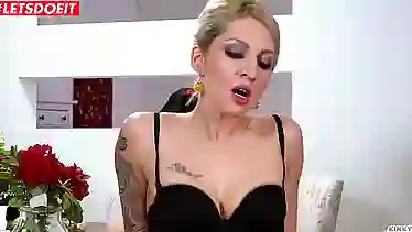 Tattooed blonde step mom is getting her step son’s fat dick deep in her pussy