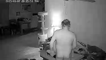 Wife fucked on bed in livingroom IPCAM CCTV