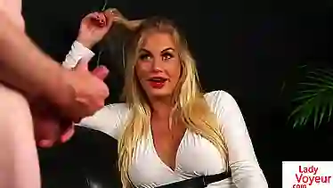 Big titted blonde woman likes to turn her sexual fantasies into reality with random horny guys