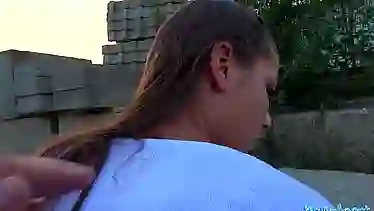 Public Agent Tight pussy fucked for cash outside