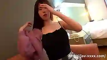 Japanese teen brunette, Kotori is spreading her pussy and offering it to her horny landlord