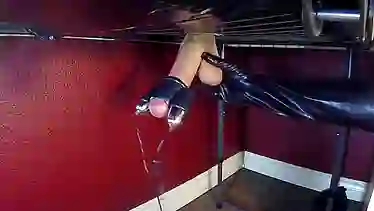 Milking Table Vibrator Edging HUGE Cumshot