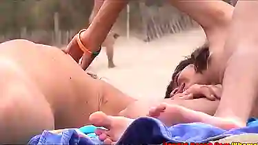 Horny Nudist beach lesbians Fingering Pussies